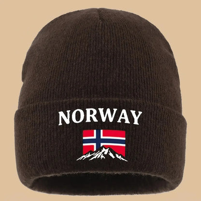 Lined Knit Beanie With Norway Embroidery Vintage Trucker Hat For Youth Couples