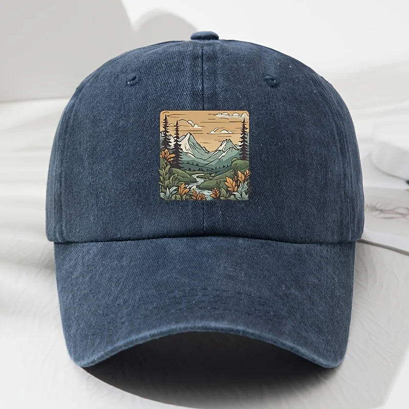 Baseball Cap, Landscape Print, Retro Men's and Women's