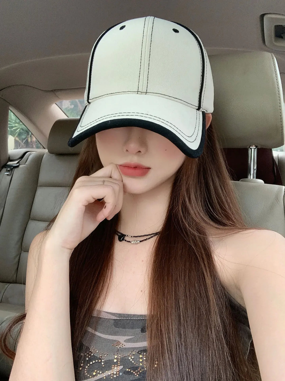 Korean Light Plate Contrasting Color Baseball Cap Fashion Shows Small Face