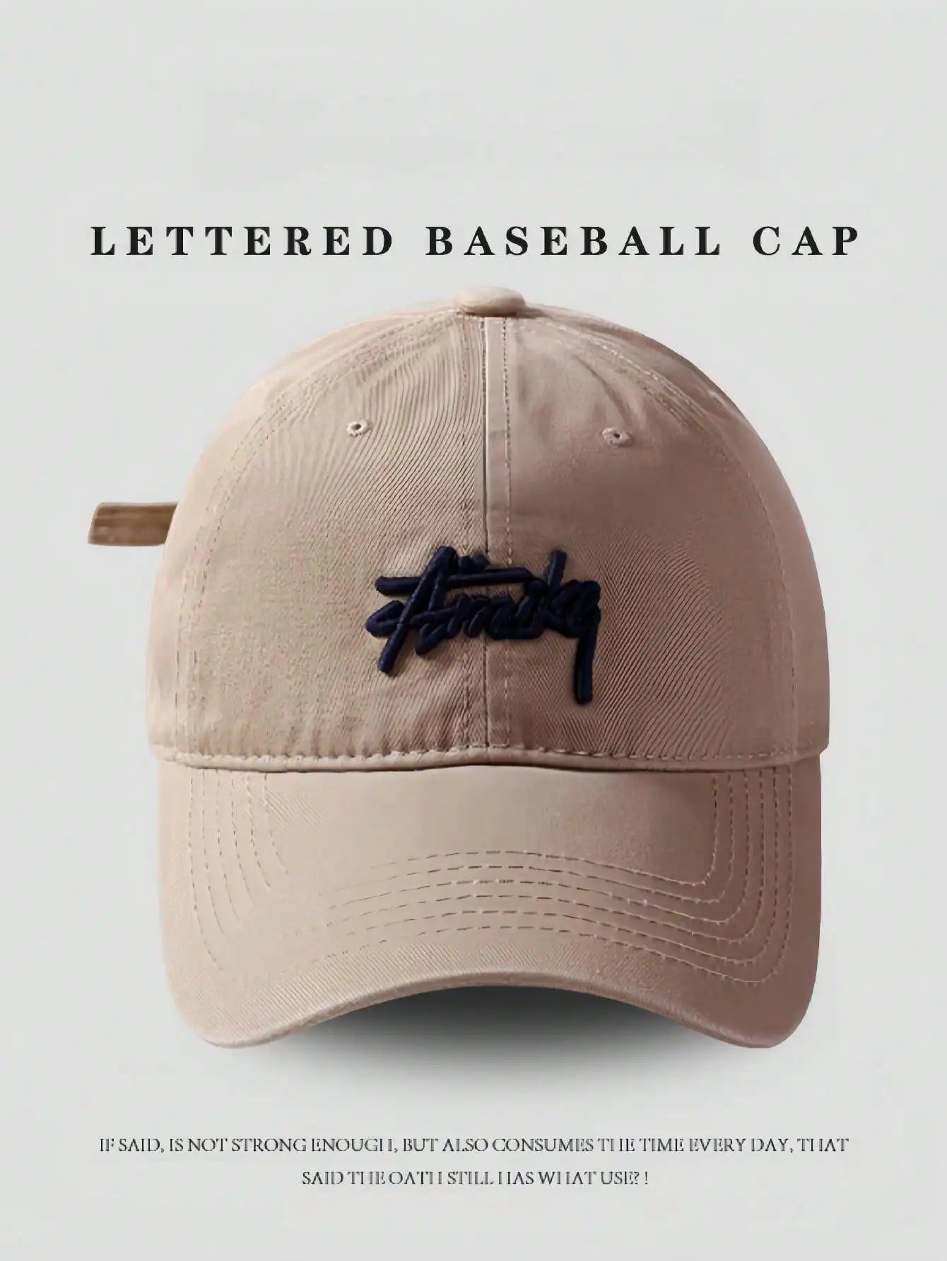 Retro Letter Embroidery Baseball Cap Monochrome Brim Hat Summer and Spring