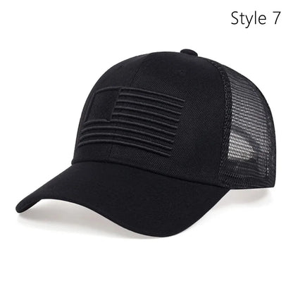 American Flag Embroidery Baseball Hat Adjustable UV Protect Duck Tongue Cap