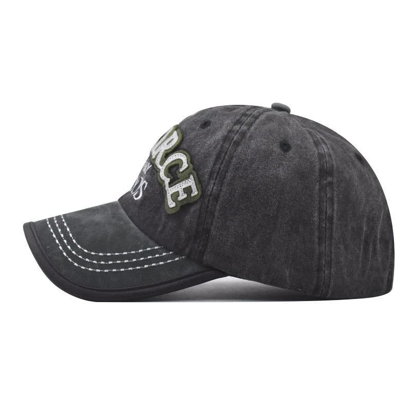 Unisex Cap U.S.ARMY Embroidery Vintage Leather Edging Baseball Cap Men Women