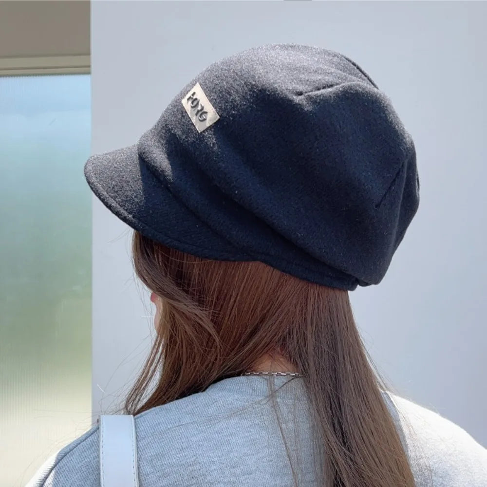 Versatile Soft Knitted Hat Elastic Thickened Peaked Cap