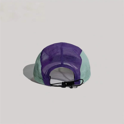 Summer Thin Color Block Mesh Peaked Hat Lightweight Quick Dry Breathable Baseball Cap