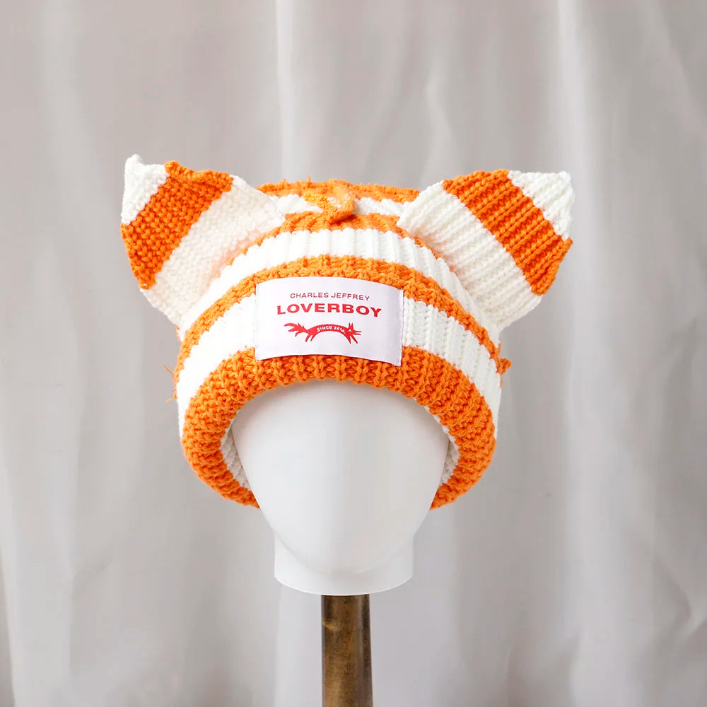 Winter Skullies Hat Unisex Cat Ear Hat Warm Crochet Knitted Hat Costume Beanie Hat