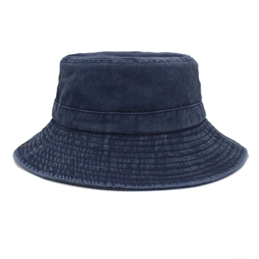 Wide Brim Bucket Hat For Men And Women Washed Solid Cotton