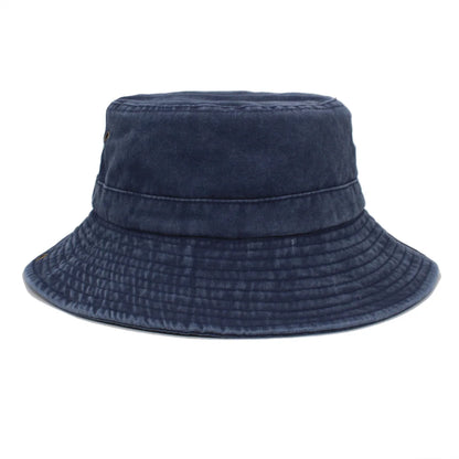 Wide Brim Bucket Hat For Men And Women Washed Solid Cotton
