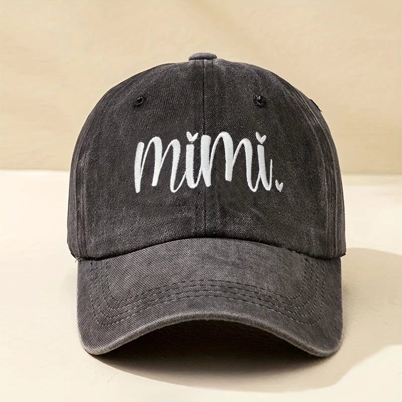 Unisex Y2K Style Embroidered Mimi Washed Baseball Cap