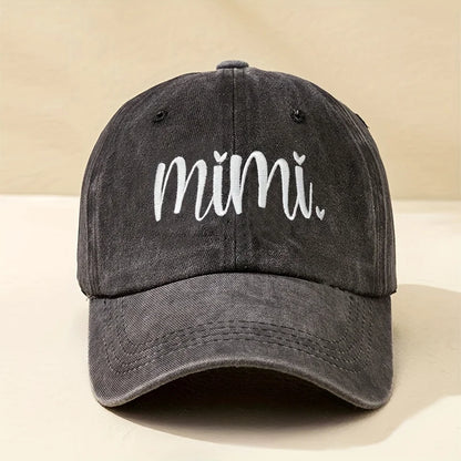 Unisex Y2K Style Embroidered Mimi Washed Baseball Cap