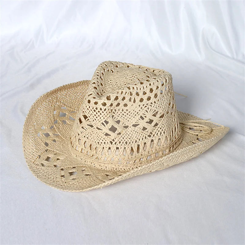 Vintage Summer Beach Bohemian Straw Hat Shell Women Men
