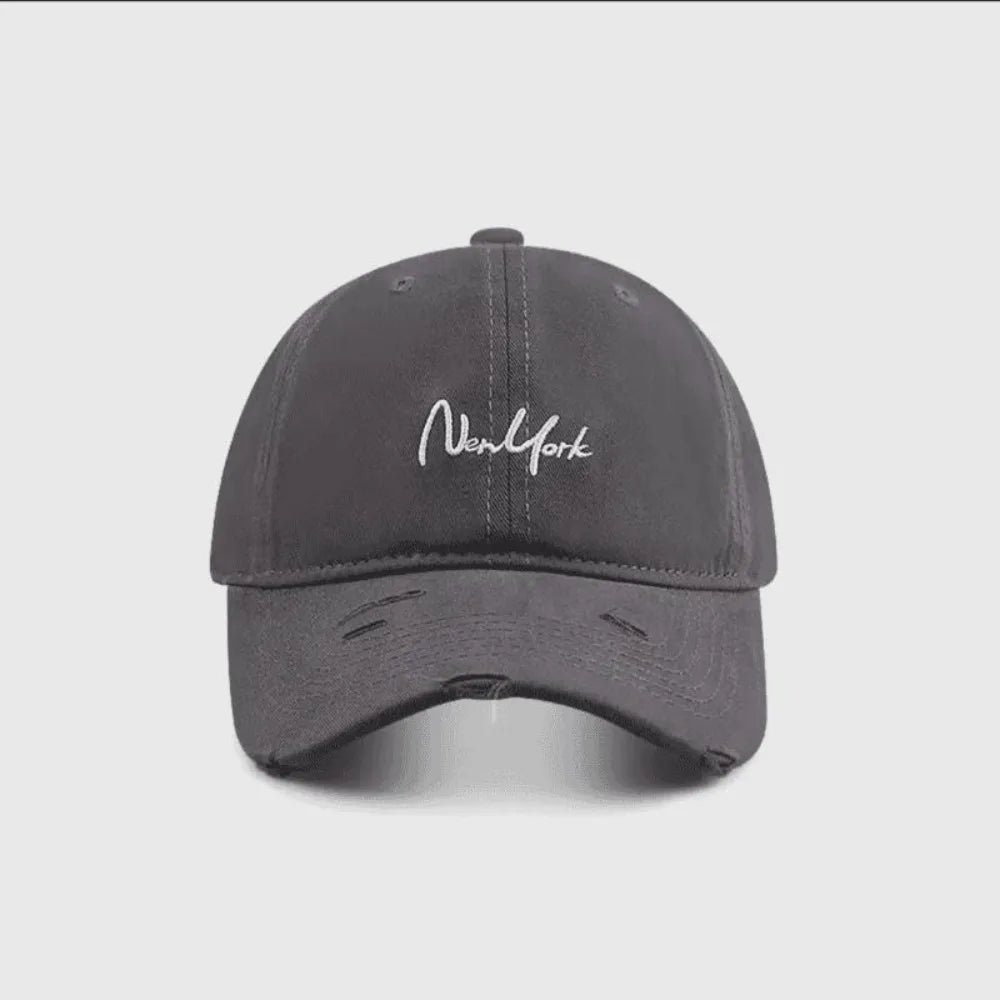 Adjustable New York Baseball Cap Cursive Embroidery Deep Crown Dad Hat