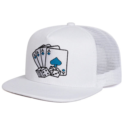 Unisex Poker Card Embroidery Hip-Hop Net Hats