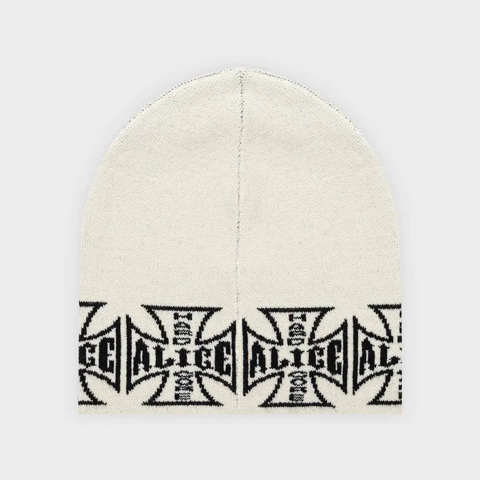 Winter Warm Cross Earflap Beanie Oversized Knitted Skullcap