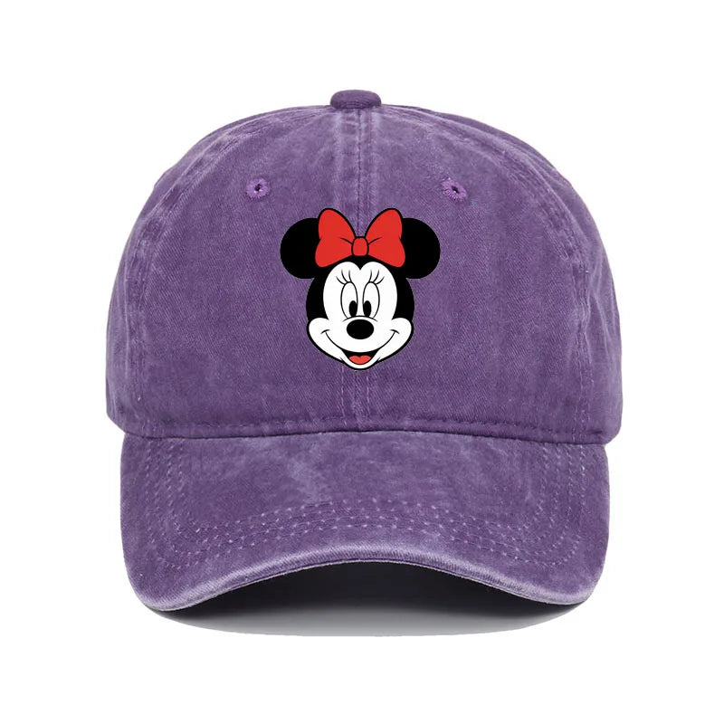 Unisex Vintage Washed Mickey Minnie Print Baseball Cap for Men Women