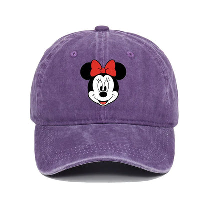 Unisex Vintage Washed Mickey Minnie Print Baseball Cap