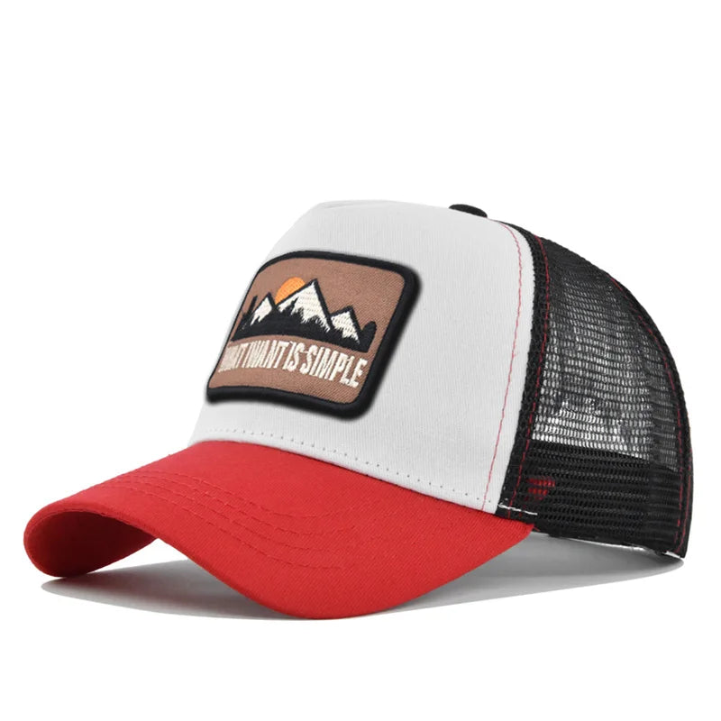 Brand Letter Mesh Breathable Hat Women Men Embroidery Baseball Cap