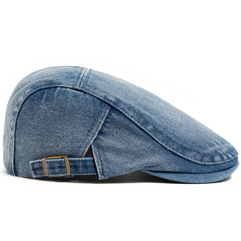 New Denim Cotton Beret Men Vintage Newsboy Cap Spring Autumn Casual Women