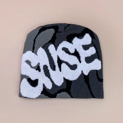 Color Block Letter Wool Knitted Hats