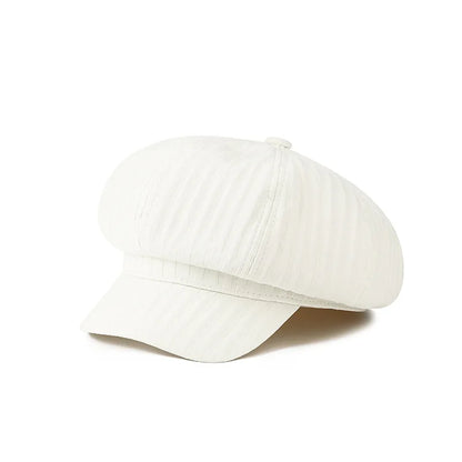 Vintage Black Beret Cap Women Casual Octagonal Cloud Painter Hat