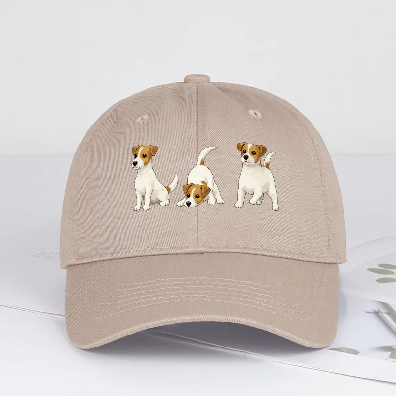 Adorable Jack Russell Terrier Trio Print Baseball Cap