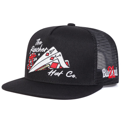Unisex Poker Embroidery Hip Hop Net Hats Adjustable Casual Snapback Baseball Caps Outdoor Sunscreen Hat