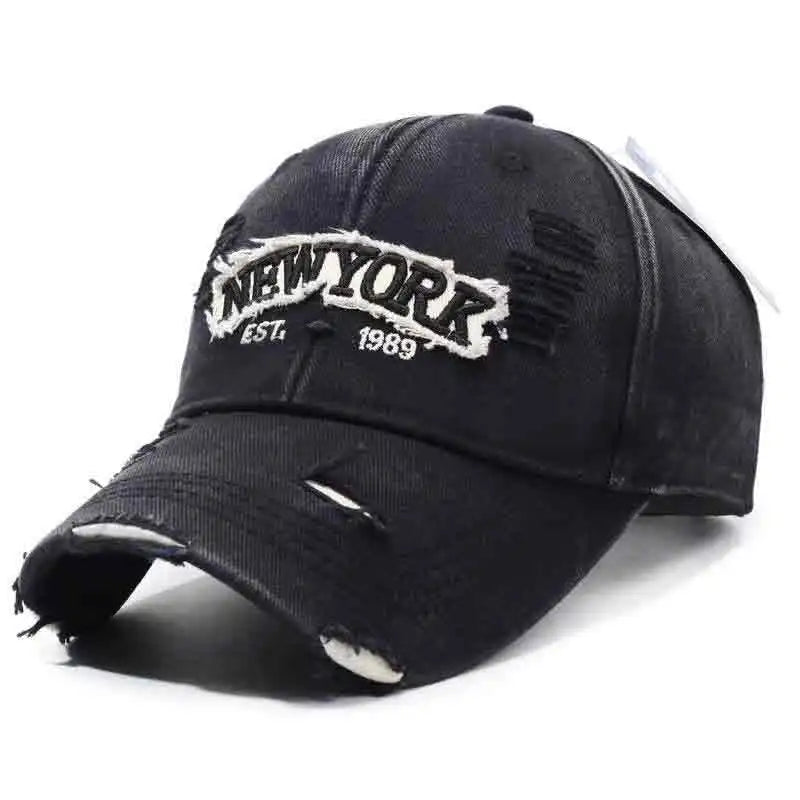 Unisex Vintage Washed Ripped Denim Baseball Cap