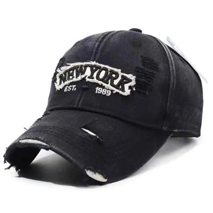 Unisex Vintage Washed Ripped Denim Baseball Cap
