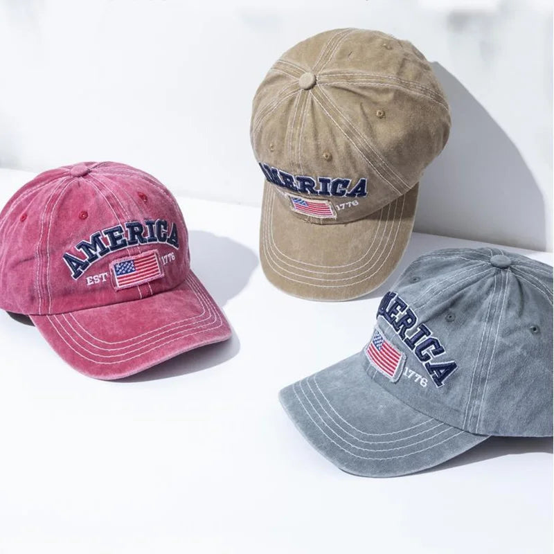 Vintage USA Flag Embroidered Baseball Cap
