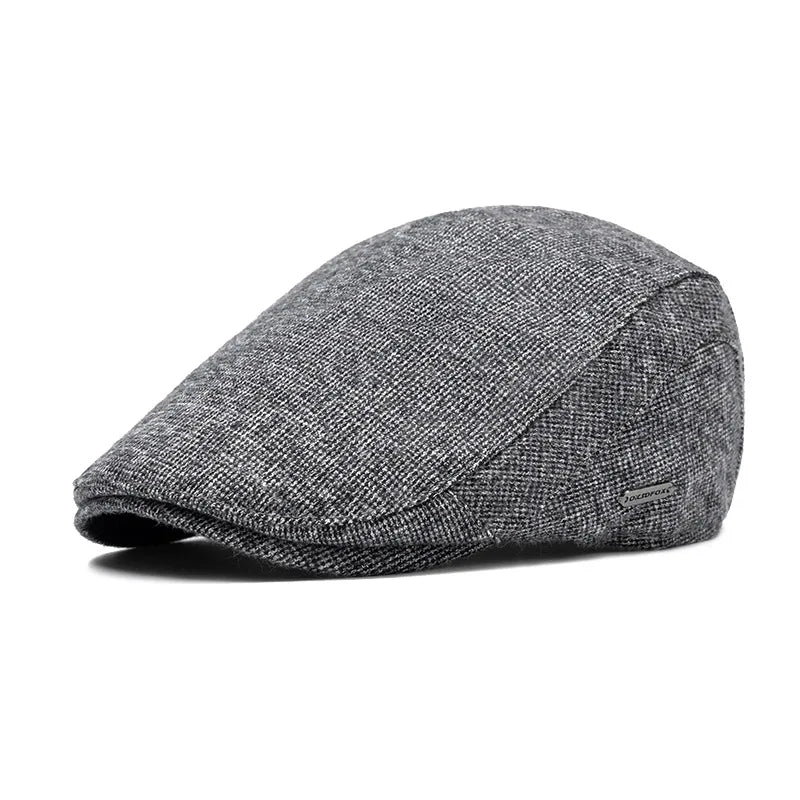 Autumn Winter Warm Fleece Beret Men's Knitted Flat Cap