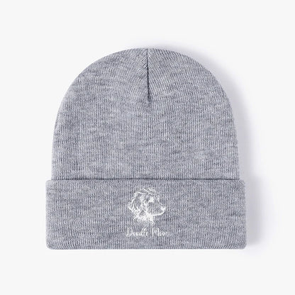 Doodle Mom Dog Knit Beanie Warm Cuffed Skull Cap Winter Slouchy Hat