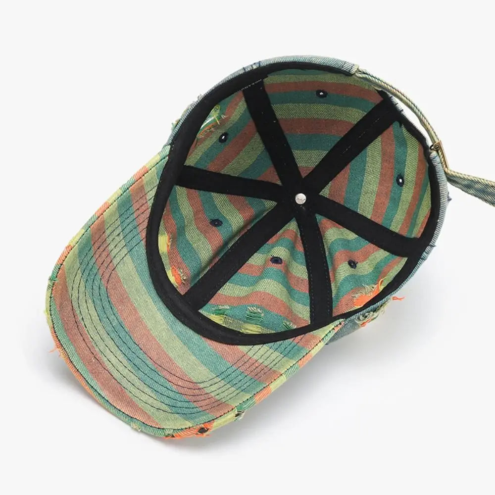 Adjustable Frayed Denim Baseball Cap