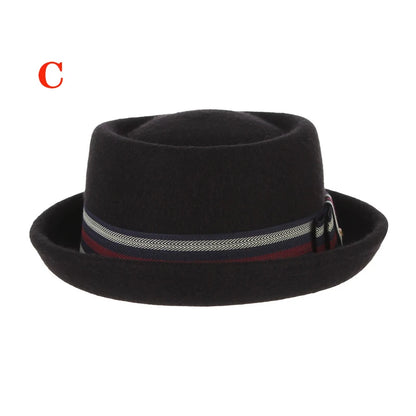 100% Wool Pork Pie Fedora Hat For Women Men