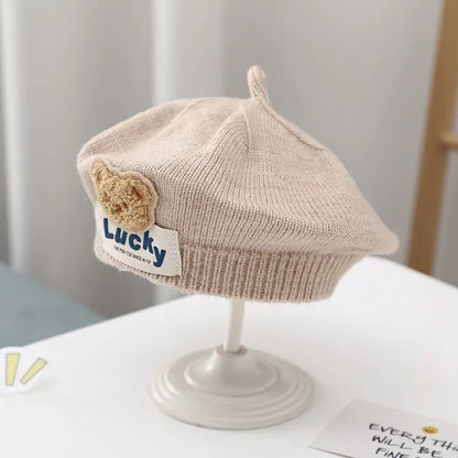 Flower Baby Beret Hat Winter Warm Knitted Beanie Cap