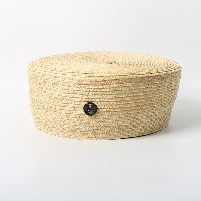 100% Natural Round Straw Hat For Women Japanese Summer Sailor Hat