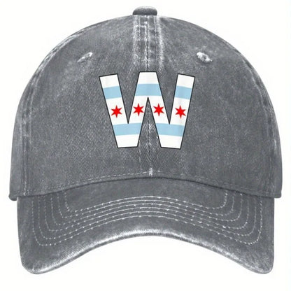 Chicago Flag W Letter Baseball Cap Cotton Adjustable Adult Casual Sports Snapback Hat