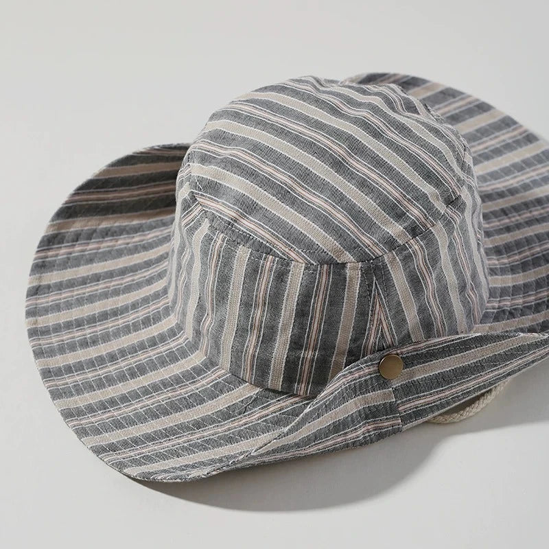 Simple Travel Striped Bucket Hat