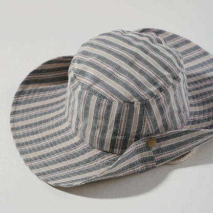 Simple Travel Striped Bucket Hat