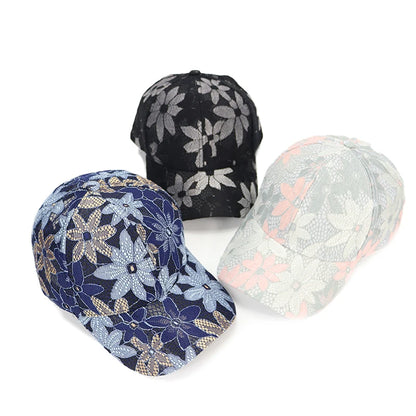 Women Lace Flower Baseball Caps Adult