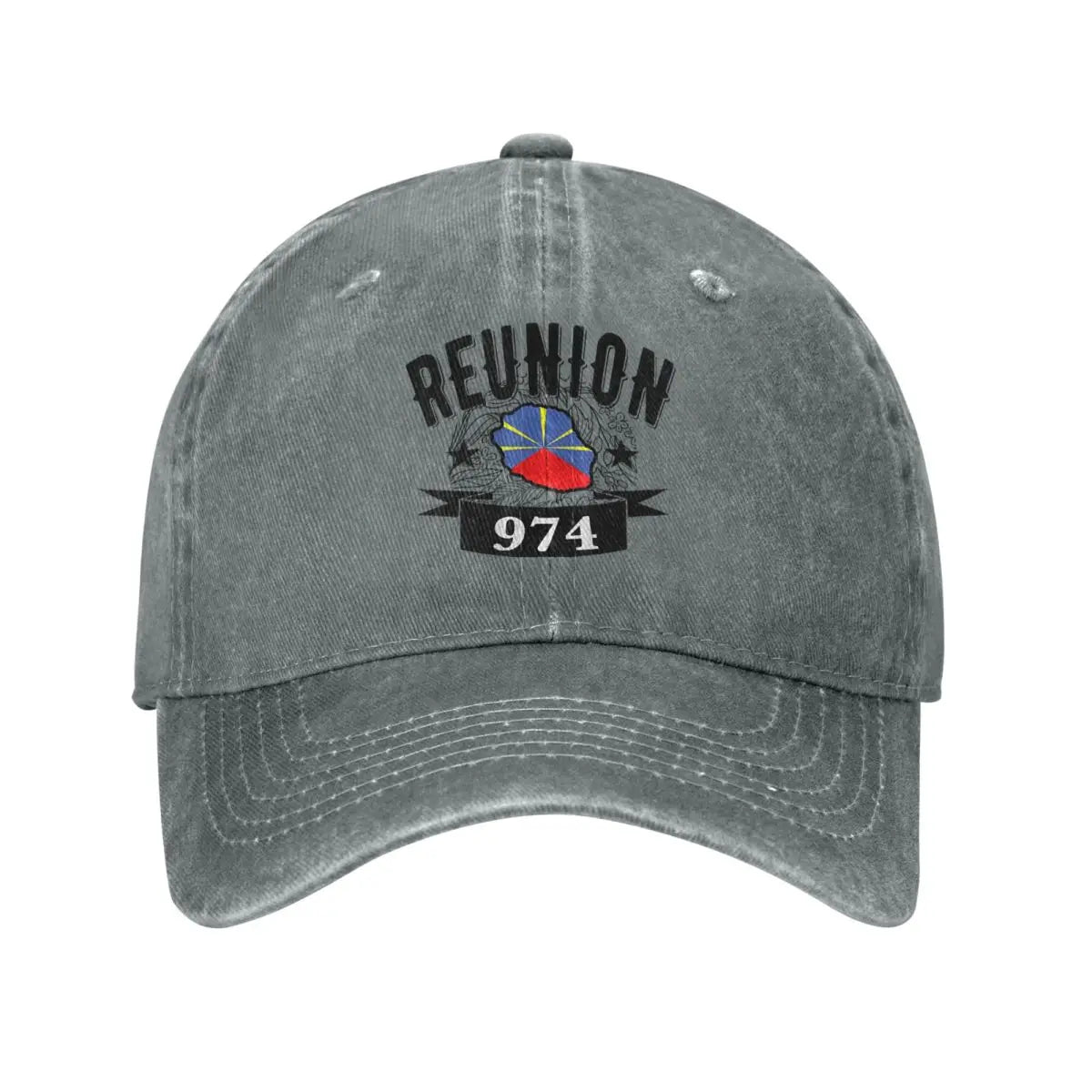 Casual Reunion Island 974 Flag Map Baseball Caps Distressed Denim
