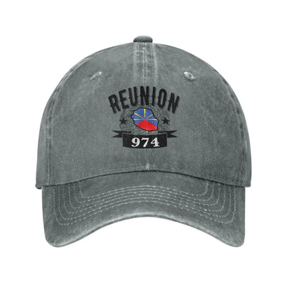 Casual Reunion Island 974 Flag Map Baseball Caps Distressed Denim