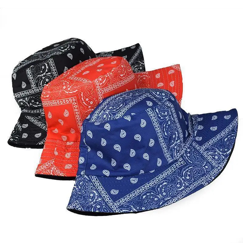 Fashion Men Fisherman Hat Summer New Paisley Design Double-sided Bucket Hat