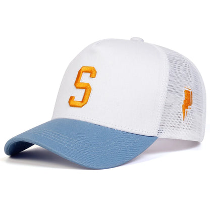 Unisex S Letter Embroidery Side Lightning Baseball Net Caps Spring Summer