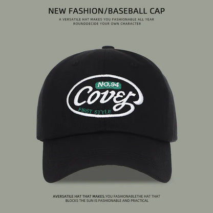Retro Washed Cotton Embroidered Baseball Cap for Women Men