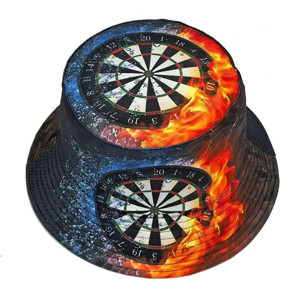 Dart Board Printing Bucket Hat Folding Summer Hat for Women Men