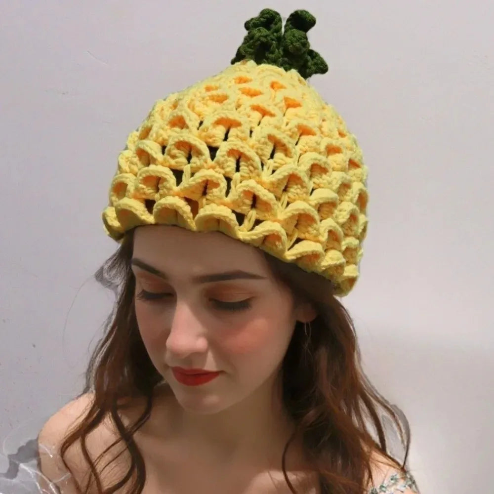 Creative Warm Knitted Fruit Hat Thick Soft Strawberry Pullover Cap