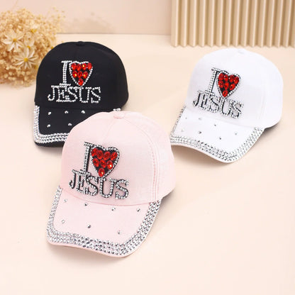 Fashionable Letter-Stitched Diamond-Encrusted Women's Baseball Cap