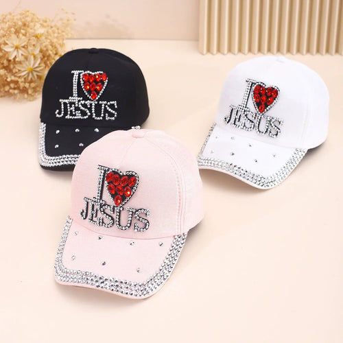 Fashionable Letter-Stitched Diamond-Encrusted Women's Baseball Cap