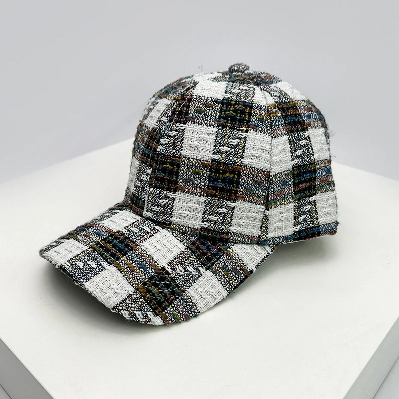 New Men Women Check Houndstooth Color Block Baseball Hats