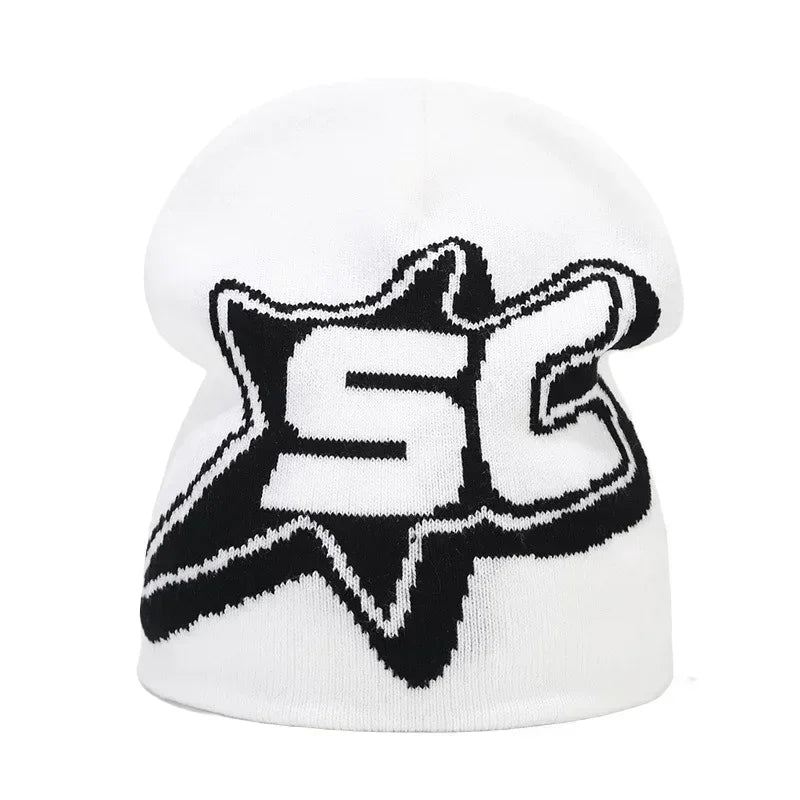 Y2K Letter Knitted Winter Autumn Beanie Cap Men Women