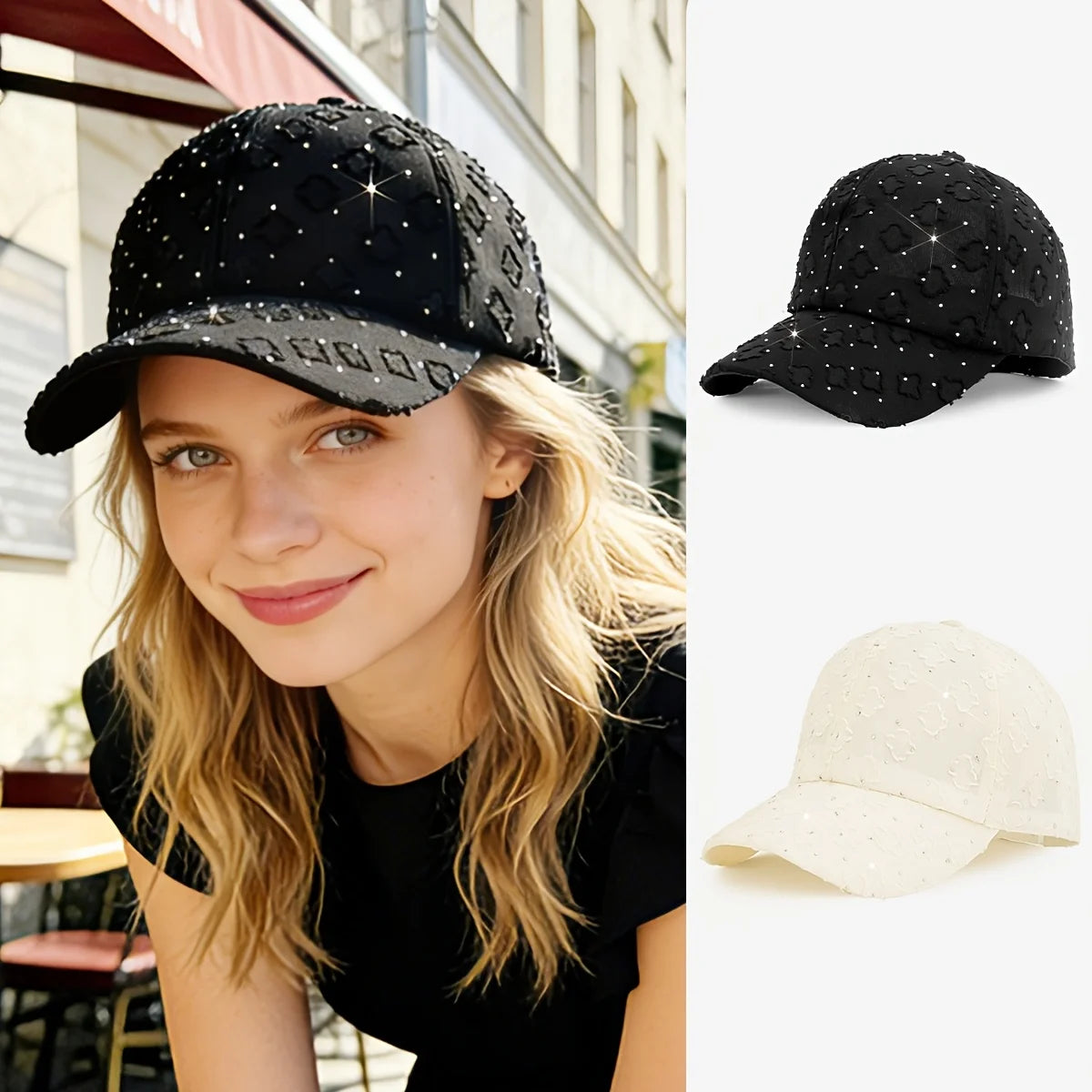 Women's Glittery Rhinestone-Embellished Baseball Cap